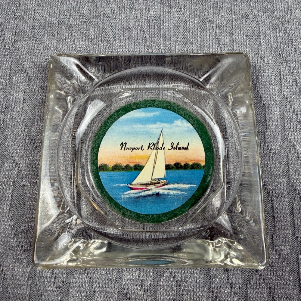 Vintage Newport, Rhode Island Sailboat Glass Souvenir Ashtray